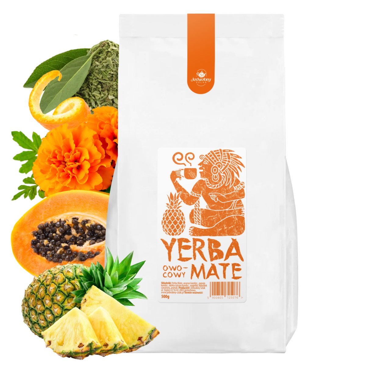 YERBA MATE owocowa 500g ENERGIA I MOC green tea kofeina ananas PAPAJA