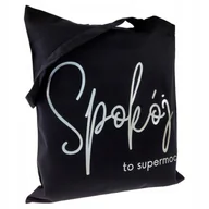 Torby i wózki na zakupy - TORBA bawełniana z nadrukiem SPOKÓJ TO SUPERMOC czarna 220g na zakupy - miniaturka - grafika 1