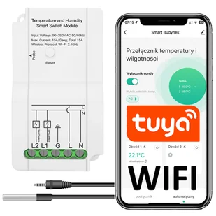 Podwójny przekaźnik z pomiarem temperatury WIFI 15A sterownik temperatury - Rejestratory do monitoringu - miniaturka - grafika 1