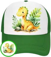 Czapki i chusty sportowe męskie - Czapka z Daszkiem Dinozaur Zielona z Nadrukiem Na Lato Siatka Bejsbolówka - miniaturka - grafika 1