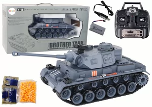 Czołg Zdalnie Sterowny RC 1:18 Armata Dym Tarcza Dźwięki Szary - Akcesoria i części modelarskie - miniaturka - grafika 1