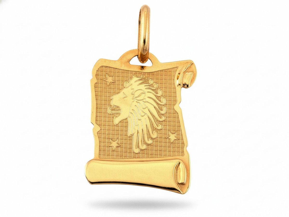 Złota zawieszka znak zodiaku lew żółte złoto próba 585 diamentowana elegancka na prezent