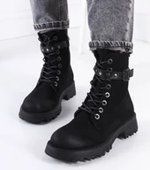 Botki damskie - Czarne traperki Narnclaedra-36 - miniaturka - grafika 1