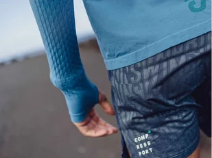 COMPRESSPORT Spodenki do biegania męskie RACING SPLIT SHORT SWIM BIKE RUN 2021 niebieskie - Spodnie sportowe męskie - miniaturka - grafika 4
