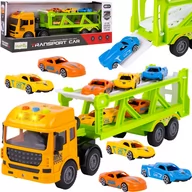 Samochody i pojazdy dla dzieci - Ciężarówka Laweta Tir Zestaw 6 Aut Samochód Transporter + Resoraki Autka - miniaturka - grafika 1
