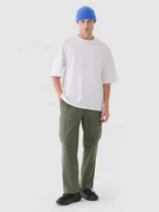 Spodnie męskie - Męskie spodnie materiałowe cargo Outhorn OTHWAW24TTROM0893 - zielone - miniaturka - grafika 1