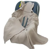 Otulacze - OTULACZ DO FOTELIKA NOSIDEŁKA MUŚLINOWY Z KAPTURKIEM KOCYK Kerstin - miniaturka - grafika 1