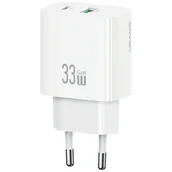 Ładowarki do telefonów - Ładowarka sieciowa USAMS CC317 T65 33W 1xUSB-C 1xUSB-A Fast Charging biały - miniaturka - grafika 1