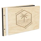Albumy fotograficzne - Album Na Zdjęcia W Drewnianej Oprawie Z Czarnymi Kartami Z Grawerem Wakacyjne Wpsomnienia Palma Plażing Wakacje Album Podróżniczy - miniaturka - grafika 1