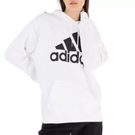 Bluzy sportowe damskie - Bluza adidas Essentials Logo Boyfriend Fleece Hoodie HM1893 - biała - miniaturka - grafika 1