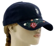 Czapki i chusty sportowe męskie - Czapka z daszkiem damska młodzieżowa U.S. Polo Assn. Kwiaty Haft 55-60cm - miniaturka - grafika 1