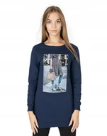 Bluzy damskie - Długa Bluza Tunika Damska Bawełniana 249-04 r S - miniaturka - grafika 1