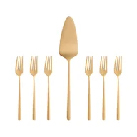 Zestawy sztućców - Zestaw widelczyków do ciasta z łopatką dla 6 osób MARIZA GOLD - miniaturka - grafika 1