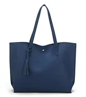 Torebki damskie - Nodykka Damskie torby na ramię z górnym uchwytem tornister torebki PU sztuczna skóra torba na ramię z frędzlami torebka na ramię, Ciemnoniebieski, rozmiar uniwersalny - miniaturka - grafika 1