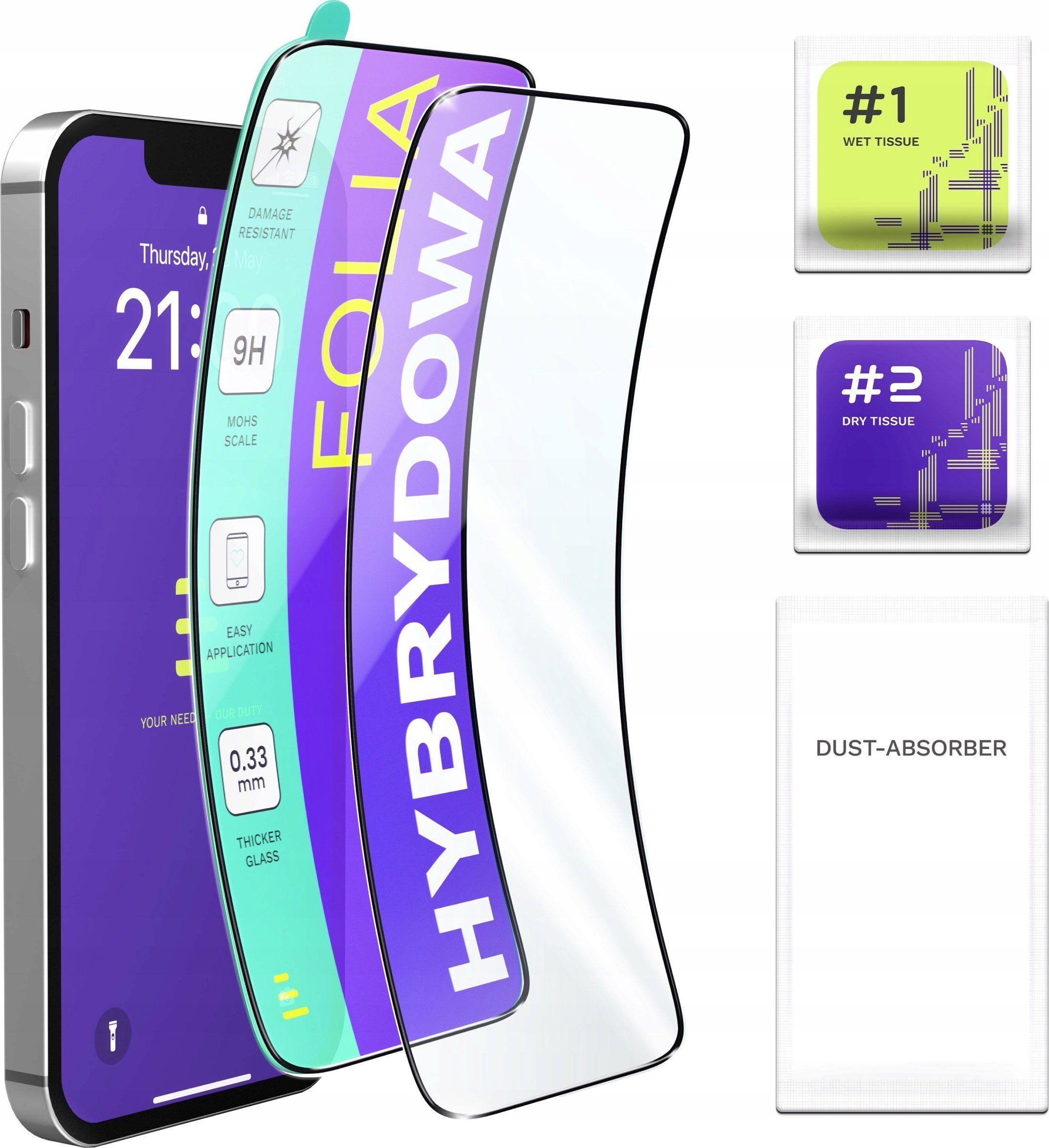 2 SZTUKI Szkło Hybrydowe do Samsung Galaxy A16 szybka 9H, pełne 5D