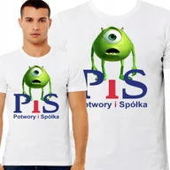 Koszulki męskie - Polityczny Hit Śmieszna Koszulka Z Nadrukiem Pis Potwory I Spółka M 3448 - miniaturka - grafika 1