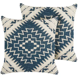 2 Bawełniane Poduszki Dekoracyjne W Geometryczny Wzór 50 X 50 Cm Niebiesko-beżowe Safi - Poduszki dekoracyjne 2 Bawełniane Poduszki Dekoracyjne W Geometryczny Wzór 50 X 50 Cm Niebiesko-beżowe Safi - Poduszki dekoracyjne - miniaturka - grafika 1