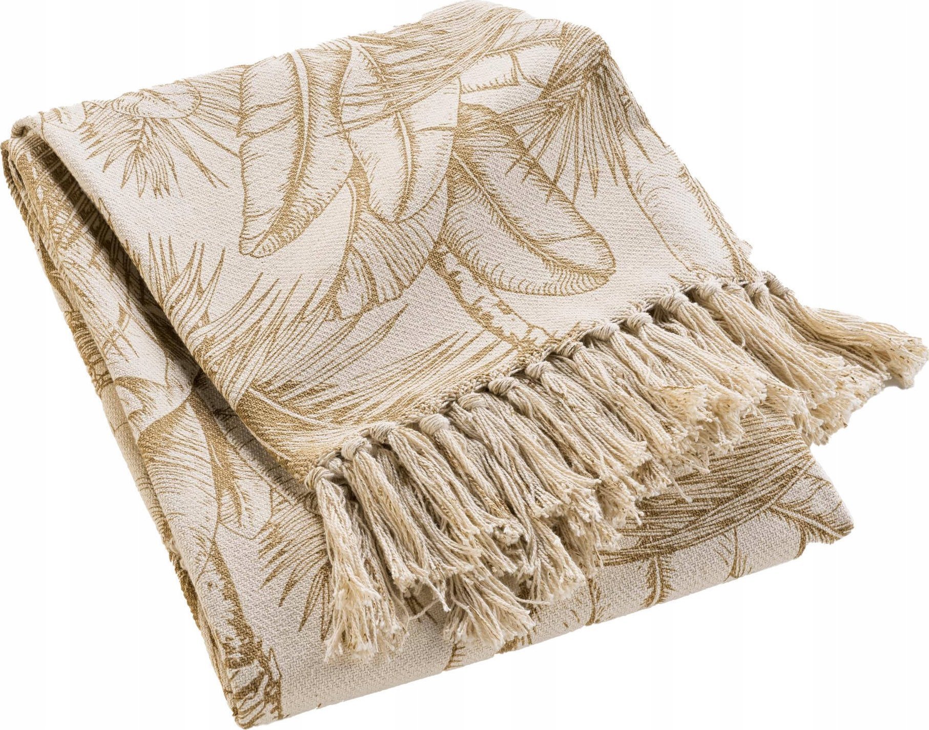 Douceur d`Interieur Narzuta na sofę, z motywem liści, DUNE, 125 x 150 cm