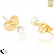 Kolczyki - Piękne Złote Kolczyki Perełki Białe 18K Dla Niej - miniaturka - grafika 1