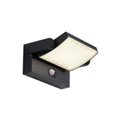 Lampy ogrodowe - QAZQA Zewnętrzna lampa ścienna czarna z LED IP54 z czujnikiem ruchu solarna - Judge - miniaturka - grafika 1