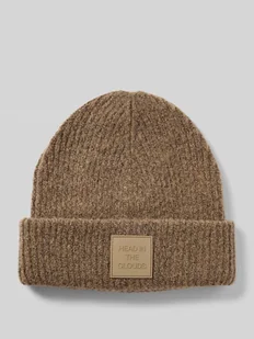 Czapka beanie z brzegiem i naszywką model ‘PYRON’ - Czapki damskie - miniaturka - grafika 1