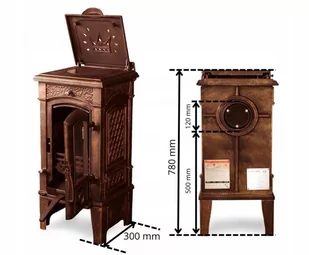 Piec koza żeliwny kominek kominkowy na nózkach, płyta do gotowania 6,6kW - spełnia anty-smogowy EkoProjekt 04482048 - Piece wolnostojące - miniaturka - grafika 2