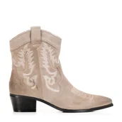 Półbuty męskie - Damskie kowbojki zamszowe z haftem krótkie - miniaturka - grafika 1