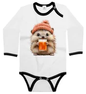 Body dla niemowląt - Body dziecięce Jeż W Czapce Ze Szklanką Napoju Dzień Jeża Jesieni 62/68 - miniaturka - grafika 1