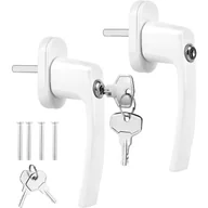 Akcesoria do okien - szt. białych aluminiowych klamek do okien, klamka do okien uchylno-rozwieranych z kluczykiem, zabezpieczenie przed dziećmi, łatwy montaż - miniaturka - grafika 1