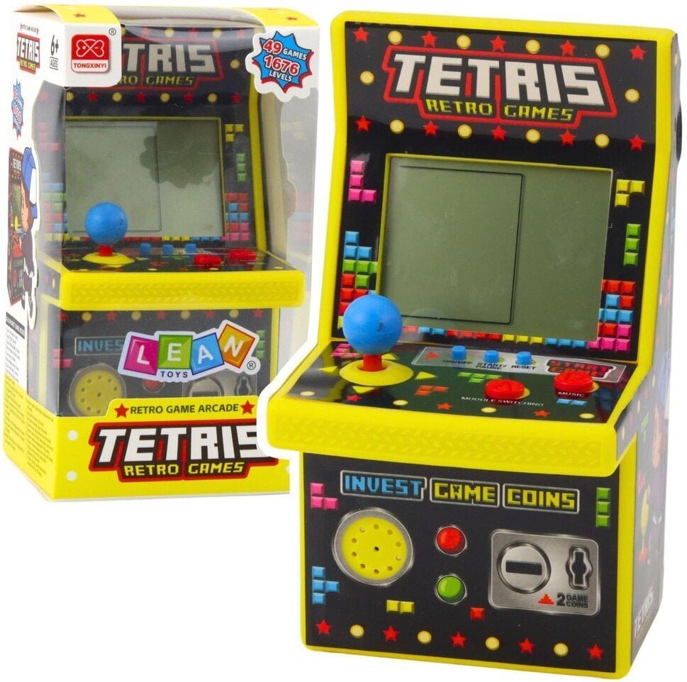 Mini Automat Do Gry Tetris Retro 49 Gier 1676 Poziomów Żółty LEAN Toys