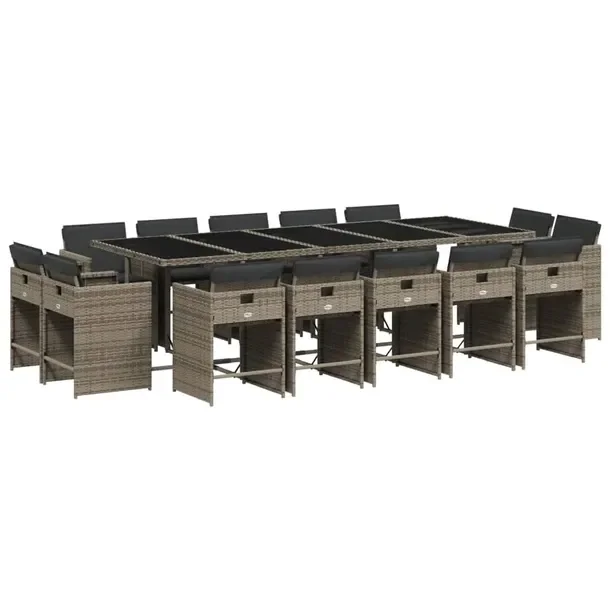 Zestaw mebli ogrodowych 275 x 106 x 73 cm, szary, rattan PE, poduszki ciemn
