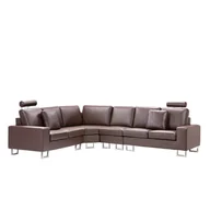 Narożniki - Beliani Sofa narożna prawostronna skórzana brązowa STOCKHOLM - miniaturka - grafika 1