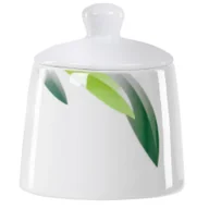 Cukiernice - Cukiernica z pokrywką Van Well Siena, Ø 90 mm, 280 ml, dekoracja w liście, akcesoria do kawy, markowa porcelana - miniaturka - grafika 1