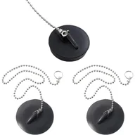 Korki do umywalek - Uniwersalny korek do wanny (40 mm), 3 sztuki, korek do zlewu z łańcuszkiem kulkowym, korek do zlewu kuchennego, korek do wanny - miniaturka - grafika 1