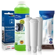 Akcesoria i części do ekspresów do kawy - Zestaw Bosch, Filtr Aqualogis AL-TES46 3szt, Aqualogis Verde 750ml, Tabletki Czyszczące Siemens TZ80001 10 szt. - miniaturka - grafika 1