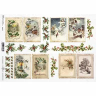 Decoupage - Papier ryżowy ITD A4 R1279 Zima Etykiety - miniaturka - grafika 1