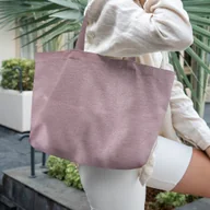 Torebki damskie - Duża torba shopper - pudrowy róż - miniaturka - grafika 1