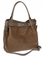 Torebki damskie - Torebka Damska Shopper worek modna duża torba A4 na Ramię 6866 Brązowa - miniaturka - grafika 1