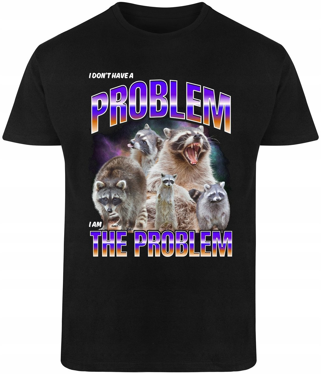 Koszulka Śmieszna Szop Streetwear Dla Chłopaka Bootleg Tshirt R-XS A857