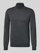 Swetry męskie - Sweter z wywijanym kołnierzem i detalem z logo - miniaturka - grafika 1