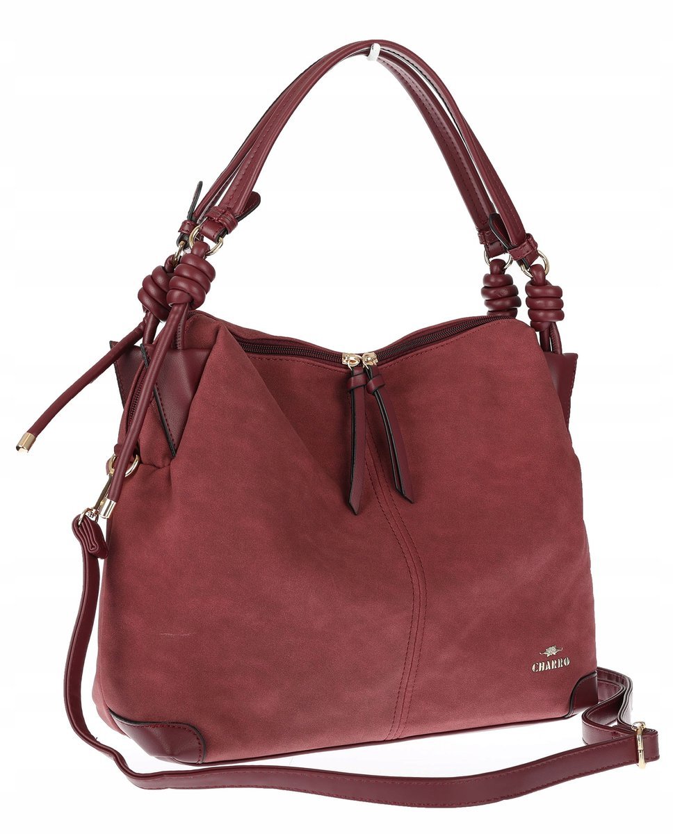 Torebka Damska CHARRO Shopperka Pojemna Duża A4 Modna Torba CH3311 Bordowa