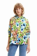 Bluzy damskie - Desigual Bluza damska Sweat_Bugs Flowers, zielony, S - miniaturka - grafika 1