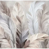 Fototapety - Fototapeta Pióra Abstrakcja Beżowy Boho 400x280 cm Tapeta Do Sypialni Salonu Kuchni Na Flizelinie - miniaturka - grafika 1