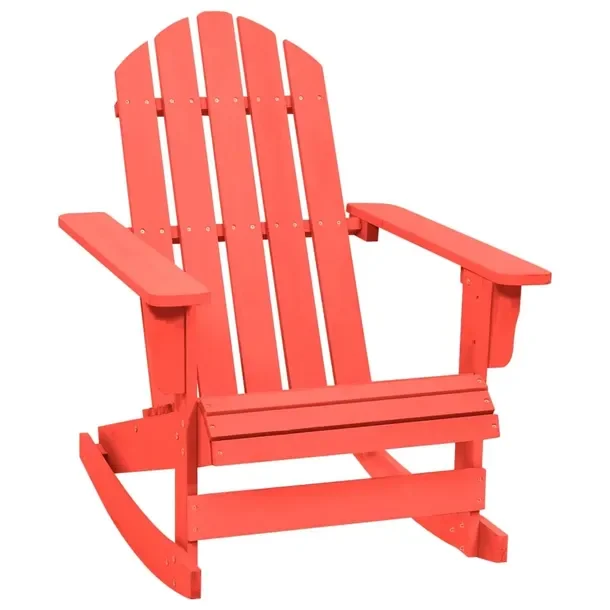 Bujany Fotel Ogrodowy Adirondack z Drewna Jodłowego, Czerwony, 70x91,5x92