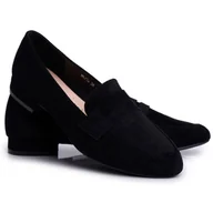 Mokasyny damskie - Mokasyny Damskie Zamszowe Sergio Leone MK734 Czarne Nebbi - miniaturka - grafika 1