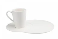 Filiżanki - Filiżanka talerzyk porcelanowa biała do kawy boch - miniaturka - grafika 1