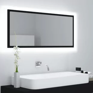 vidaXL Lustro łazienkowe z LED, czarne, 100x8,5x37 cm, płyta wiórowa - Lustra - miniaturka - grafika 1