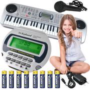 Instrumenty klawiszowe - Organy Pianino Dla Dzieci +Mikrofon + 8 Baterii Aa Z424Z - miniaturka - grafika 1