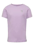 Koszulki i topy damskie - Bestseller A/S KOGKITA S/S Logo Top JRS NOOS, Lavendula/nadruk: srebrne błyszczące serce, 158/164 cm - miniaturka - grafika 1