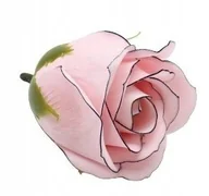 Sztuczne kwiaty - RÓŻA RÓŻOWA Z CZARNĄ OBWUDKĄ 1szt kwiaty mydlane na bukiet stroik prezent - miniaturka - grafika 1